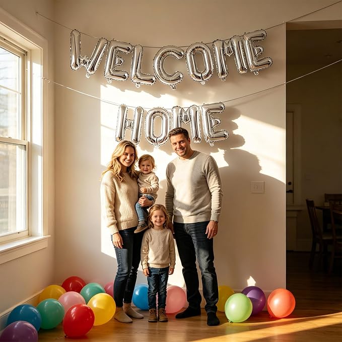 2 Set 22Pcs Silver WELCOME HOME Letter Balloons 16in Balloon Foil Letter - Image 5