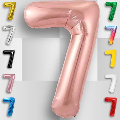 Rose Gold Number Balloon 7 Mylar Foil Macaron Balloons 16 inch - Image 5