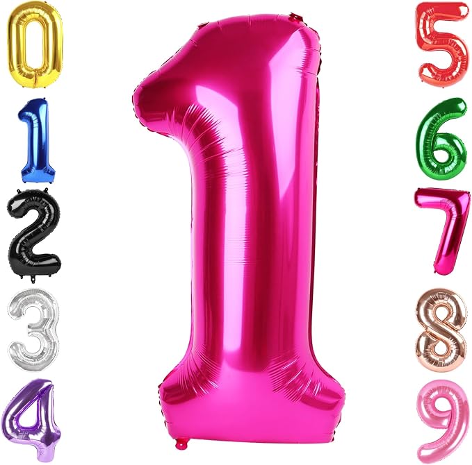 40 Inch Hot Pink Number 1 Balloon, 1st Birthday Party Decorations | 40 Inch Hot by Hadoife