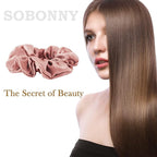 100% Mulberry Silk Hair Scrunchie, Red - 1 Count, No Frizz Damage for Sleep and Women