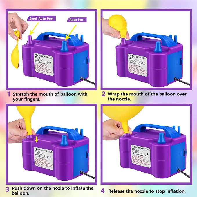 Balloon Pump Electric, 110V 600W Balloon Blower Inflator Dual Nozzle Air Pump - Image 3