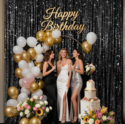 Black Sequin Backdrop Curtains 2Panel 2x8ft - Image 6