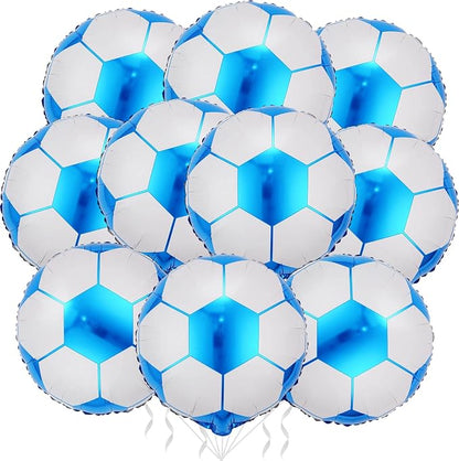 10 Pack 18 Inch Blue Soccer Foil Balloons Football Helium Metallic Mylar by LHOAVWE
