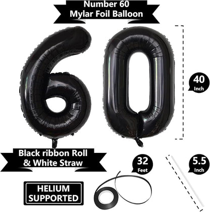 Number Balloons Black Party Balloon - Image 2