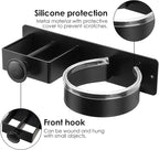 Wall Mounted Hair Dryer Holder - Self Adhesive Blow Dryer & Straightener Rack with Plug Hook, No Drill Stainless Steel Bathroom Organizer for Hair Tools Storage (Matte Black)