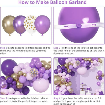 156Pcs Purple Butterfly Balloons Garland Arch Kit Different Size | Dark Purple - Image 6