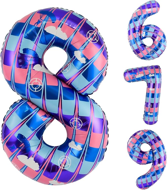 40 Inch Video Game Themed Number 8 Balloon, Birthday Party Decorations | Large by AXBMM