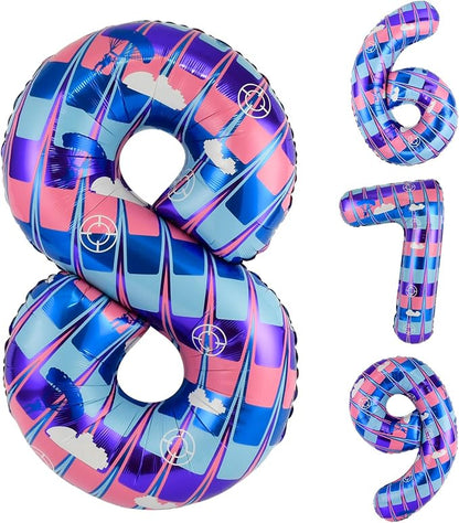 40 Inch Video Game Themed Number 8 Balloon, Birthday Party Decorations | Large by AXBMM