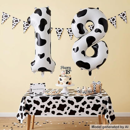 40 Inch Cow Print Number 18 Balloon - Image 3