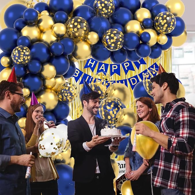 Navy Blue Gold Balloon Garland Arch Kit - Image 2