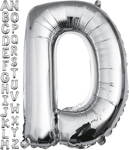 40 inch Silver Letter D Balloon, Big Size Alphabet Foil Mylar Helium Balloons by VHUWE