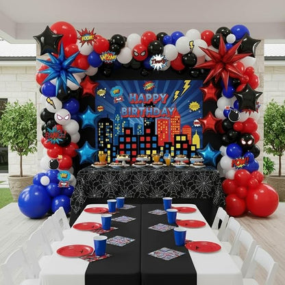 Blue Red Black white Balloon Garland Arch Kit 140PCS - Image 6