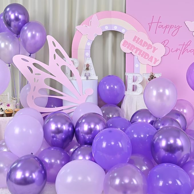 Togvu Purple Balloons, 60 Packs 12 Inch Metallic Chrome Pearl Macaron Light - Image 4