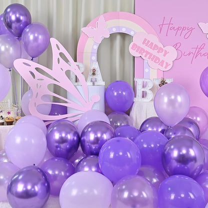 Togvu Purple Balloons, 60 Packs 12 Inch Metallic Chrome Pearl Macaron Light - Image 4
