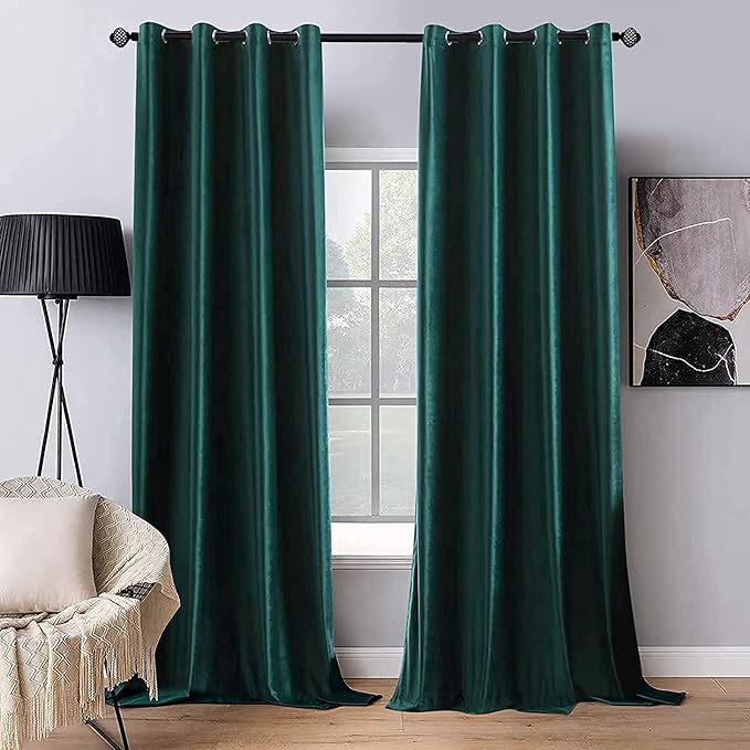 MIULEE Velvet Curtains Christmas Dark Green 52 x 84 Inch Length Set of 2 | by MIULEE