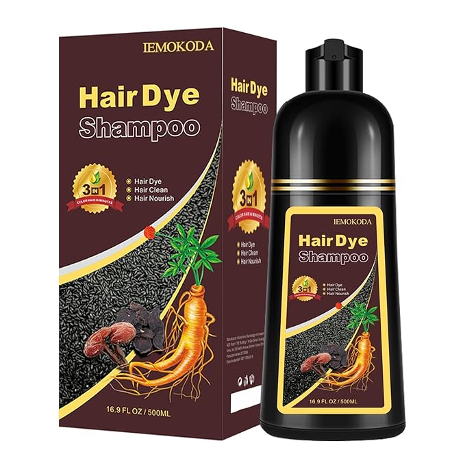 Silver Gray Hair Dye Shampoo 3 in 1, Long-lasting & Natual Hair Color Shampoo Lasting for 4 Weeks, Herbal Ingredients Natural Shampoo Hair Dye Effect in Minutes, Gifts for Men Women 500ml