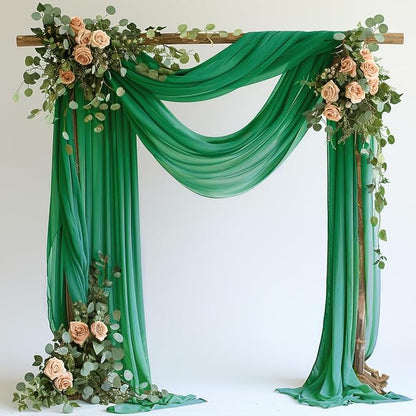 Wedding Arch Draping Fabric Backdrop 28.7" x 20FT, Emerald Green | Sheer Drapes by Wokceer