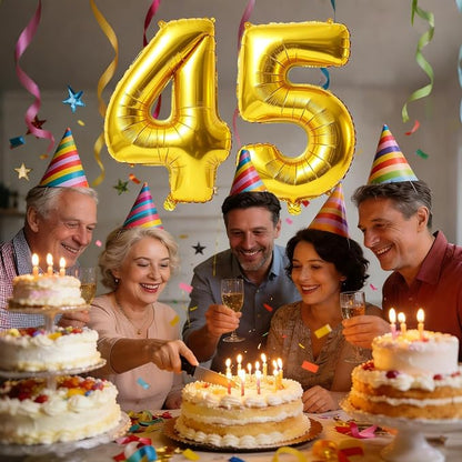 40 Inch Number 45 Balloons for 45th Birthday Party Decorations, 0-100 Gold - Image 2