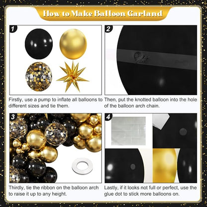 Black and Gold Balloon Arch Kit - Image 5