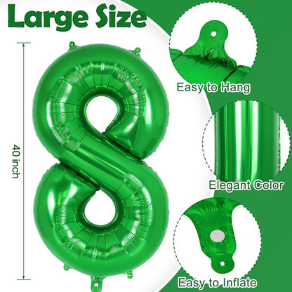 Dark Green Number 8 Balloon 40 Inch, Big Large Foil Helium Number Balloons - Image 2