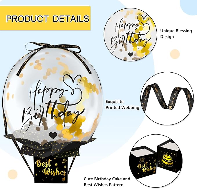 UQM Birthday Money Box for Cash Gift Pull, Funny Pull Money Balloon Box | Happy - Image 3