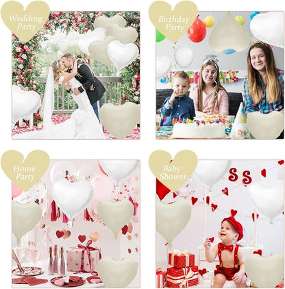 Biapian Cream Heart Balloons, 18 Inch Sand White Heart Shape Balloons Foil - Image 7