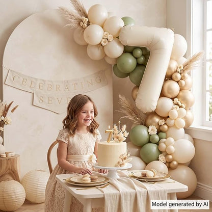 Cream Number 7 Balloon 40 Inch, Foil Numeral - Image 6