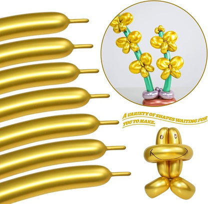 LXZFCRG 260 Long Balloons, Shiny Metallic Latex Twisting Balloon - Image 4