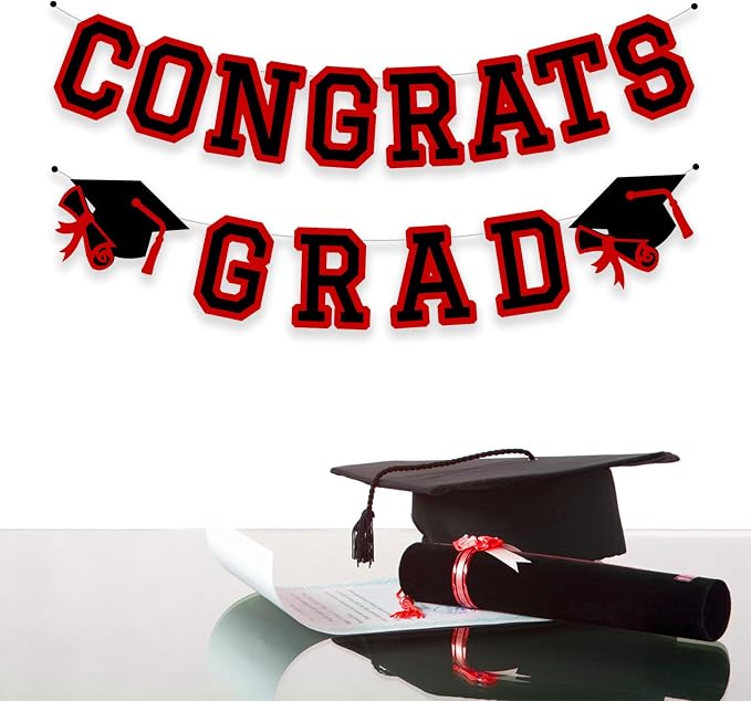 Congrats Grad Banner Graduation Party Banner Decoration Hanging Garland High - Image 3
