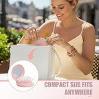 Folding Hair Brush with Compact Mirror, 2-in-1 Mini Hairbrush for Travel - Foldable Portable Pocket-Sized, Detangling Brush with Soft Nylon Bristles for Purse, Backpack, Women & Girls on The Go
