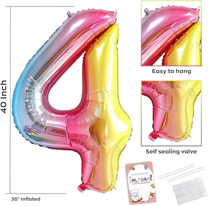 40 Inch Number Balloons 0-9 Rainbow Gradient Large Number 4 Balloons, Digital - Image 3