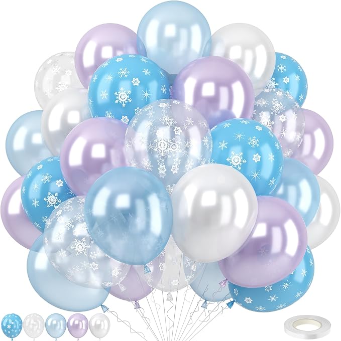 Pearl Purple and Blue Balloons 50pcs, Winter Wonderland Pearl Purple Blue White by Togvu