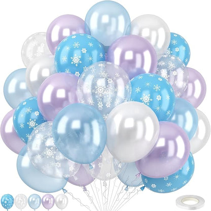 Pearl Purple and Blue Balloons 50pcs, Winter Wonderland Pearl Purple Blue White by Togvu