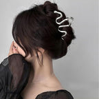 Silver Snake Elegant Metal Hair Clip, 1Pcs 4.33 Inch Claw Hair Clip for Thick Thin Hair, Strong Hold Grip Hair Jaw Clip for Women, Hair Accessories for Daily Wear and Formal Occasions