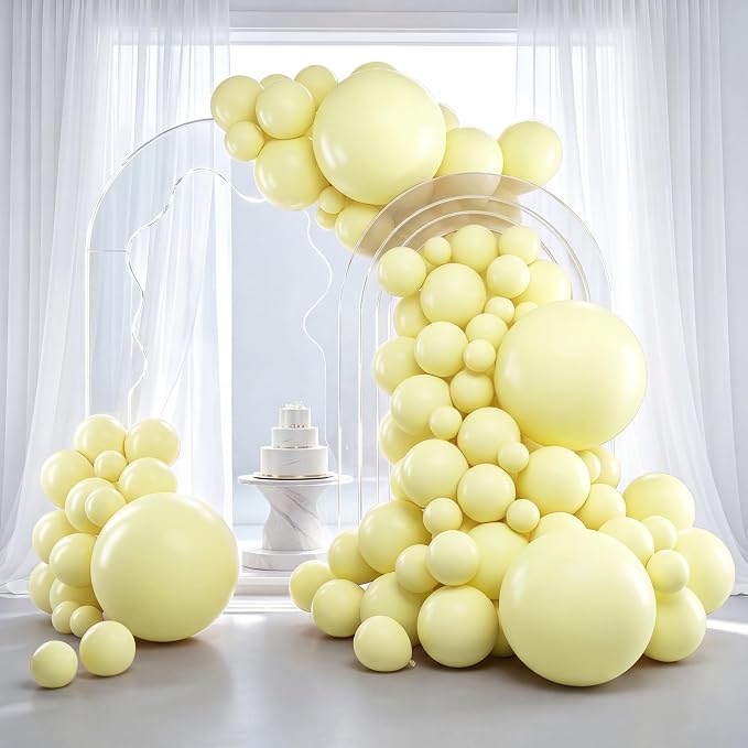 RUBFAC Pastel Yellow Balloons Different Sizes Light Yellow Balloon 129pcs | by RUBFAC