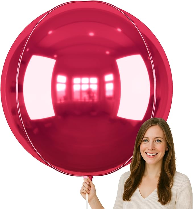 50 Inch Giant Burgundy Red Round Foil Balloons by vibzox