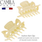 Camila Paris CP3512 French Hair Clip for Women, 1.5 inch Set of 2 Cream Girls Hair Claw Clips Jaw Fashion Durable Styling Hair Accessories for Women, Strong Hold No Slip Grip, Made in France