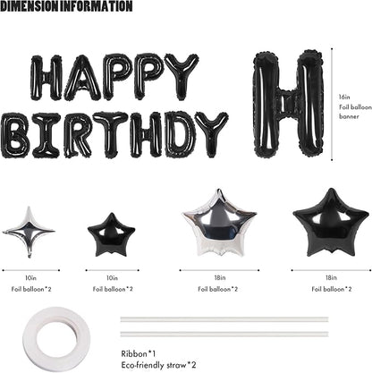 CANREVEL Happy Birthday Banner Decorations + 8Pcs Star Balloons, - Image 3