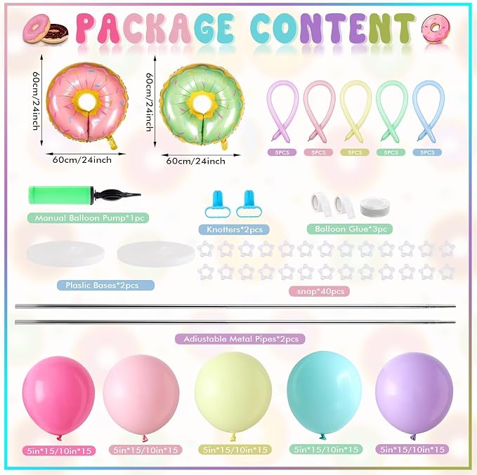 2 Sets Christmas Candy Doughnut Balloon Column Stand Kits Adjustable Macaron - Image 3
