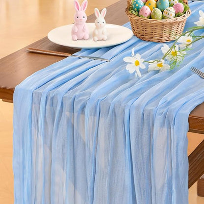 Cheesecloth Table Runner Summer Boho Wedding Birthday Party Home Decor | Blue by Socomi