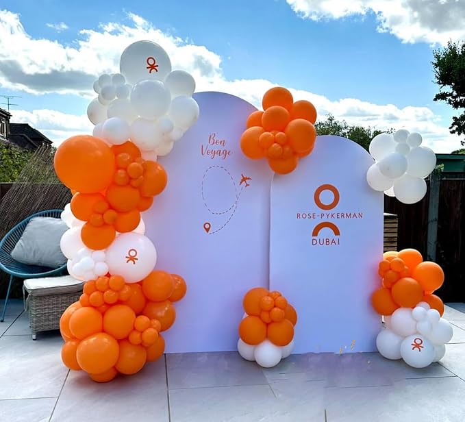 Orange and White Balloon Arch Kit, ADOINBY 140Pcs White and Orange Balloons - Image 5