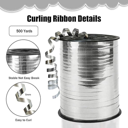 500 Yards Curling Ribbon，Bright Silver Balloon String Ribbon，for Gift - Image 2