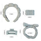 7 Pcs Spa Set, Facial Headband and Wristband Set, Skincare Accessories, College Style Girl Idea Gifts, Hair Accessories for Women and Girls（Grey）