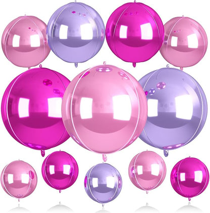 Biapian Pink and Purple Round Balloons Foil, Metallic Hot Pink Purple Balloons by BIAPIAN