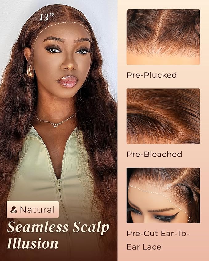 Arabella Chocolate Brown Deep Curly Lace Front Wigs Human Hair 13x6 HD Lace Frontal Wigs Curly Human Hair Brown Glueless Wig For Women Pre Plucked with Natural Hairline 20 Inch