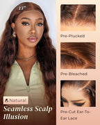 Arabella Chocolate Brown Deep Wave Lace Front Wigs Human Hair 13x6 HD Lace Frontal Wigs Curly Human Hair Brown Glueless Wig For Women Pre Plucked with Natural Hairline 30 Inch