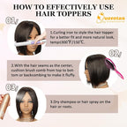 QUEENTAS Brown Hair Topper for Women with Thinning Hair Pieces 6"*6"Large Coverage 360°3D Cover Silver Synthetic Short Bob with 5 Clips in Wiglets(Brown)
