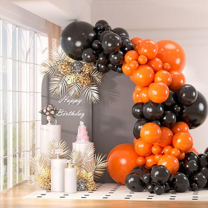 130pcs 18 12 10 5 Inch Black and Orange Balloons Garland Arch Kit | Different by OWPFJG