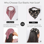 6 Pack Hair Scarf Headband for Women Elastic Bandana Head Scarf Large Boho Triangle Kerchief with Clips Non Slip Scarves