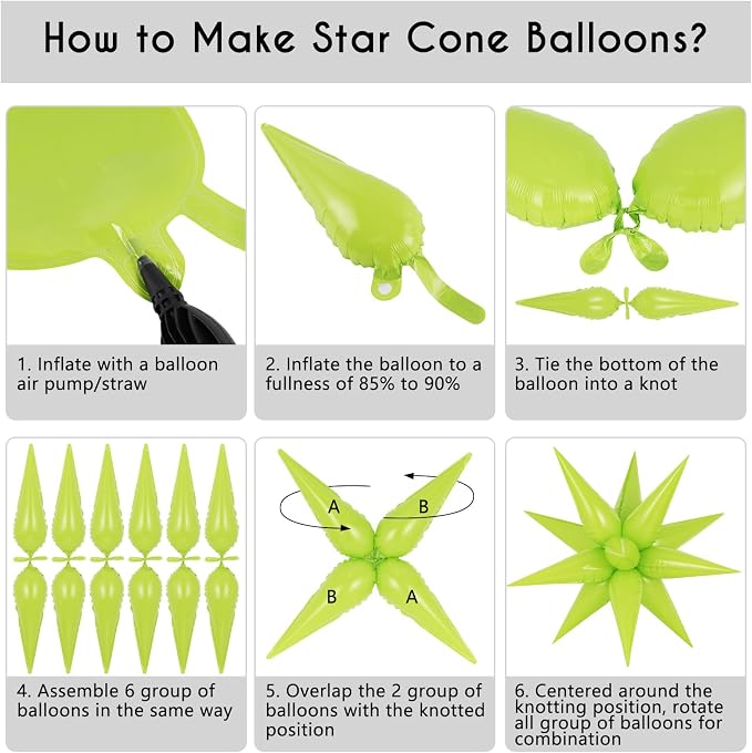 72 Pcs Star Balloons Foil Explosion Balloons Magic 12 Point Star Cone Balloon - Image 6